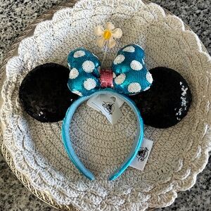 Disney Black Sequin Timeless Flower Minnie Mouse Ears